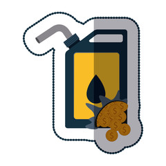Gasoline can and coins icon. Oil industry price and commerce theme. Isolated design. Vector illustration