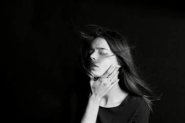 A young girl with long hair.Model, posing, modeling