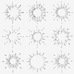 Obraz premium Set of Black Vintage Dots Style Sunburst. Vector illustration.