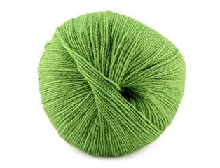 Green yarn clew isolated on white
