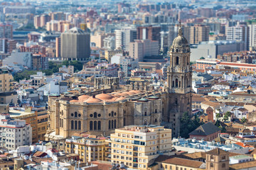 Obraz premium Aerial view on Malaga Cathedral