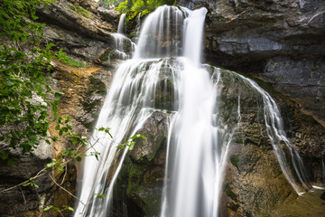 Cascada de la Cueva waterfall in Ordesa valley Pyrenees Huesca S