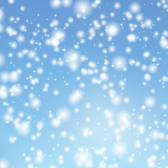 Vector background with the image falling snow in the sky