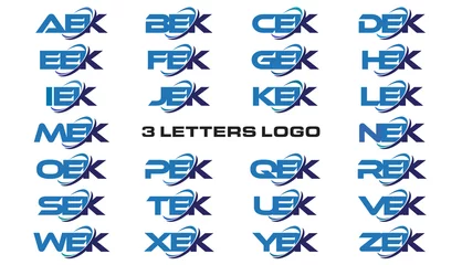 Fotobehang 3 letters modern generic swoosh logo  AEK, BEK, CEK, DEK, EEK, FEK, GEK, HEK, IEK, JEK, KEK, LEK, MEK, NEK, OEK, PEK, QEK, REK, SEK, TEK, UEK, VEK, WEK, XEK, YEK, ZEK © vectorlia