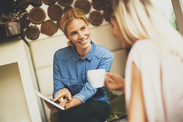 Young women in cafe