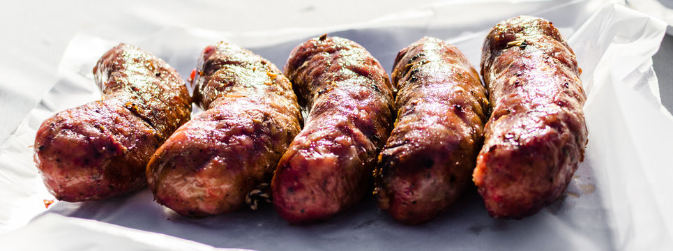 Argentina barbecue asado chorizo sausages at a street food market