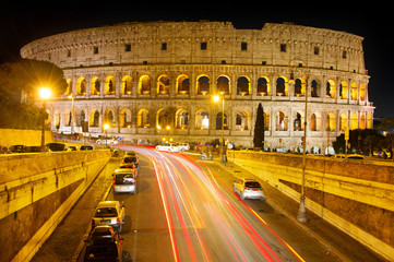 Fototapeta na wymiar Night view of Colosseum, Rome