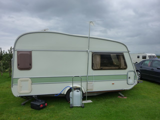 Mobile caravan on campsite
