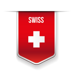 Obraz premium Swiss flag ribbon vector