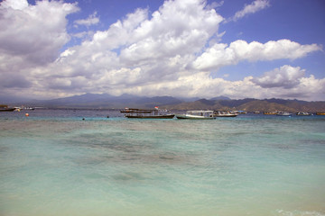 Gili Trawangan white sandy beaches and blue sky
