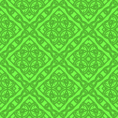Fototapeta premium Green Ornamental Seamless Line Pattern. Endless Texture. Oriental Geometric Ornament