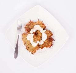 Potato Pancakes with cream and brown sugar