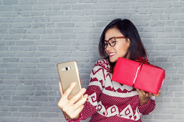 Asian women are happy to receive gifts