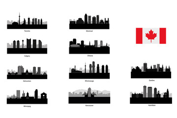 City skyline set. Canada. Vector silhouette illustration.