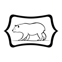 Bear inside label icon. Animal wild nature wildlife and character theme. Isolated design. Vector illustration
