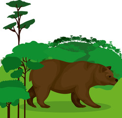 Bear and forest icon. Animal wild nature wildlife and character theme. Isolated design. Vector illustration