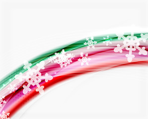 Snowflakes on wave line, Christmas and New Year background