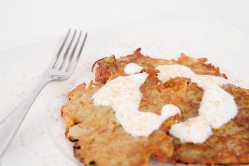 Potato Pancakes with cream and brown sugar