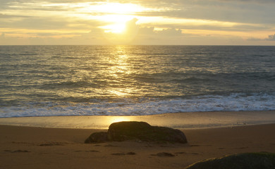 Golden Sky and sea in sunset at Bangniang Beach ,Khao Lak, Phang Nga Province,Thailand