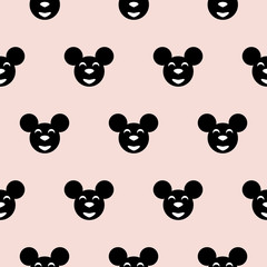 Black hipster mouse kid scandinavian pattern. Baby animal vector seamless pattern for fabric print and apparel.