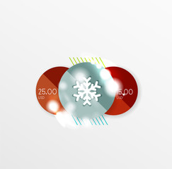 Round Christmas sale stickers with winter holiday elements