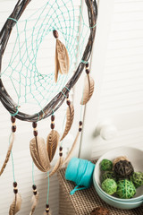 Dream catcher with brown feathers