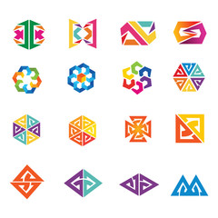set of vector logo decoration hexagon arrow