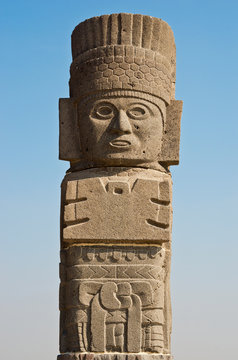 Atlantean figure in Tula. Mexico