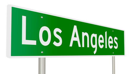 A 3d rendering of a highway sign for Los Angeles, California