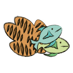 Fish and bread icon. Religion god pray faith and believe theme. Isolated design. Vector illustration