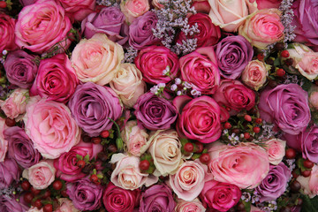 Mixed pink flower arrangement - Powered by Adobe