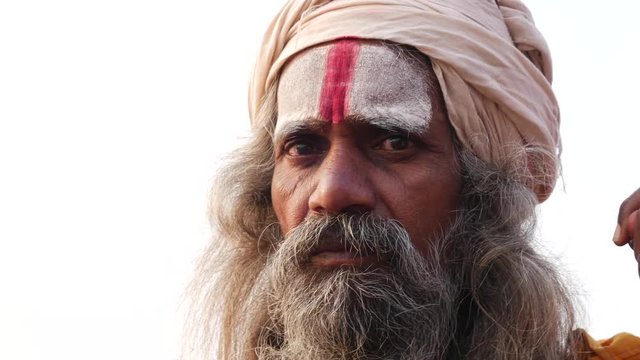 Close Up of Hindu Sadhu Holy Man
