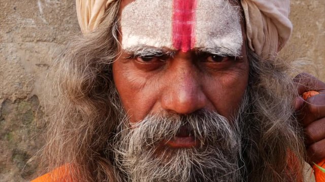 Close Up of Hindu Sadhu Holy Man
