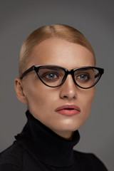 Fototapeta na wymiar Female Eyeglasses. Beautiful Woman In Glasses, Eyewear