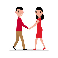 Vector illustration of a cartoon couple in love