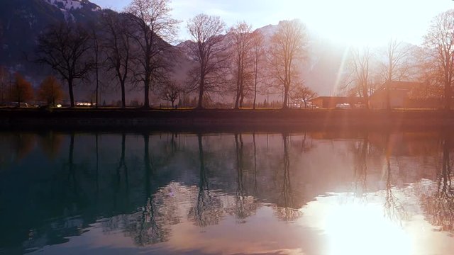 Beautiful landscape panorama at sunset.