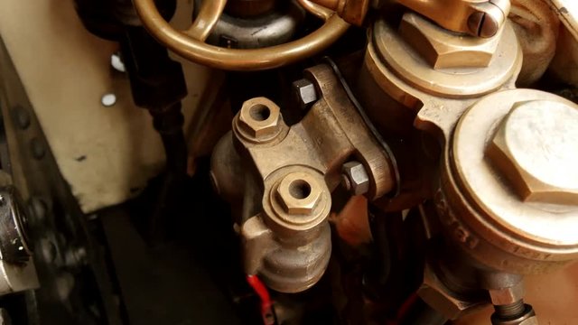 Historical steam engine train locomotive. old technology background. nostalgic retro vintage style.