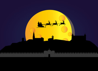 Obraz premium Santa claus flying toledo skyline in spain