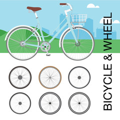 Fototapeta premium Bicycle wheel Set vector illustration