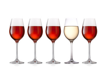 Glasses of wine isolated on white background