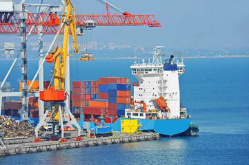 Cargo crane and ship