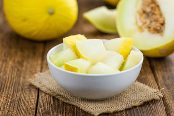 Portion of Yellow Honeydew Melon (selective focus)