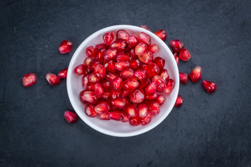 Portion of Pomegranate seeds (selective focus)