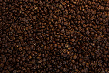 Close-up of coffee beans background.