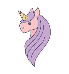 Cute fantasy unicorn icon vector illustration design