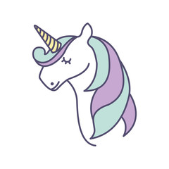 Cute fantasy unicorn icon vector illustration design