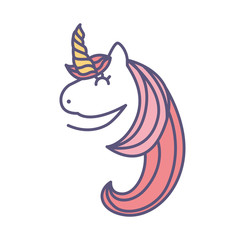 Obraz premium Cute fantasy unicorn icon vector illustration design