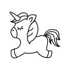 Cute fantasy unicorn icon vector illustration design