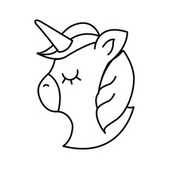 Cute fantasy unicorn icon vector illustration design