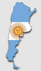 Map of Argentina, Filled with the National Flag 